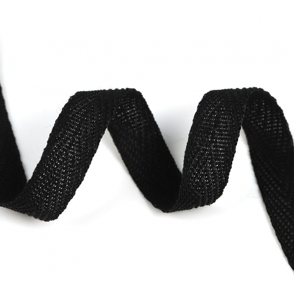 Тесьма киперная 13 мм хлопок 1,9г/м арт.ЛКЭ-13ЧХ-100 цв.черный уп.100м