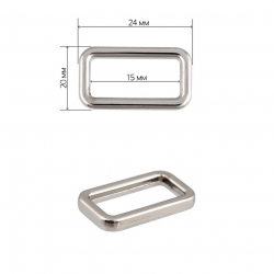 Рамка металл прямоугольная TBY-051502 24х20мм (внутр. 15мм) цв. никель уп. 10шт