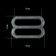 Пряжка регулятор для бюстгальтера пластик TBY-74001 15мм цв.прозрачный, уп.100шт