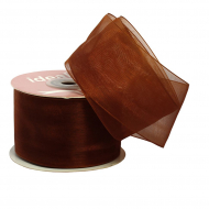 Лента капрон (органза) IDEAL шир.50мм цв.1056 коричневый уп.27,4 м