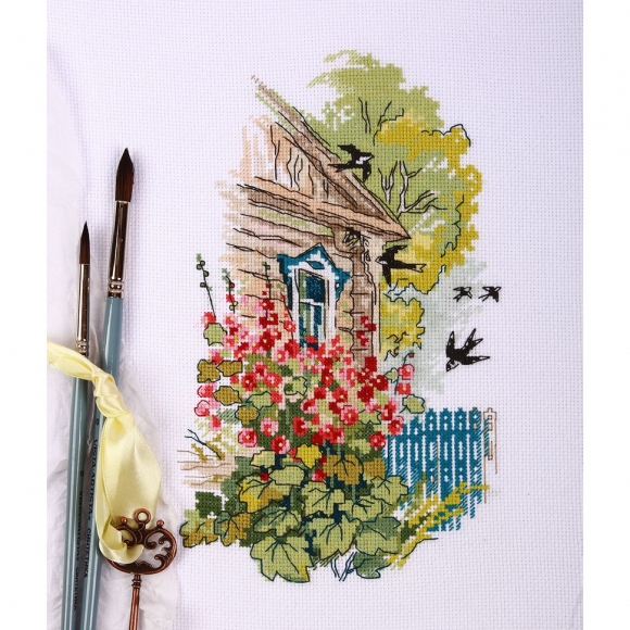 Набор для вышивания PANNA арт. DE-7200 Мальвы под окном 17х26 см