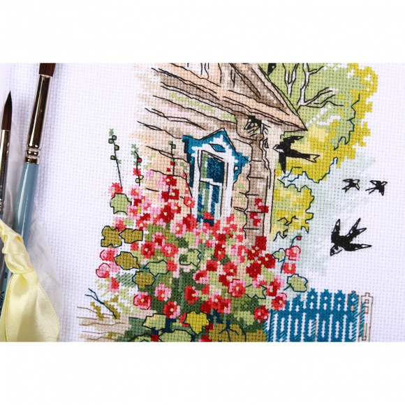 Набор для вышивания PANNA арт. DE-7200 Мальвы под окном 17х26 см