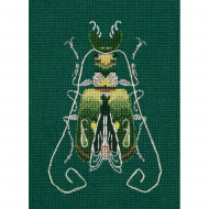 Набор для вышивания PANNA арт. J-7272 Фантазийные жуки. Изумруд и лимон 9х12,5 см