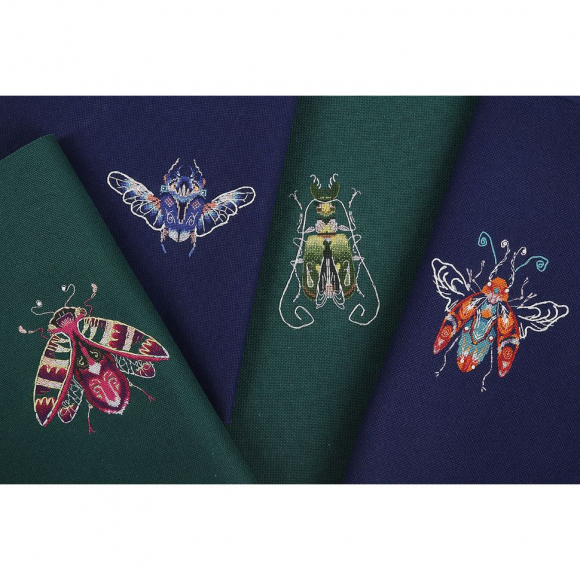 Набор для вышивания PANNA арт. J-7272 Фантазийные жуки. Изумруд и лимон 9х12,5 см Набор для вышивания PANNA арт. J-7272 Фантазийные жуки. Изумруд и лимон 9х12,5 см