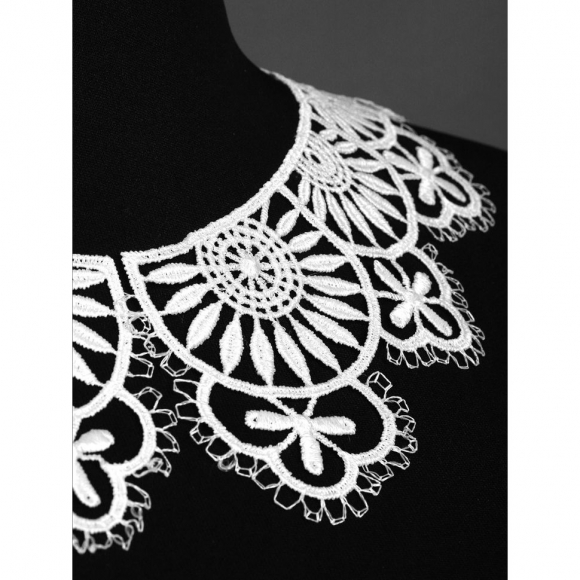 Воротник гипюр KRUZHEVO арт.TR.24GY09 23см цв.белый уп.25 компл