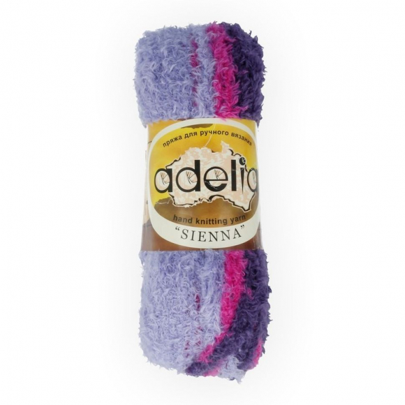 Пряжа ADELIA SIENNA (100% нейлон) 5х100г/20м СК цв.07 св.фиолетовый-малиновый-т.фиолетовый