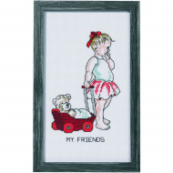 Набор для вышивания PERMIN арт.92-1182 Девочка с куклой 16х28 см