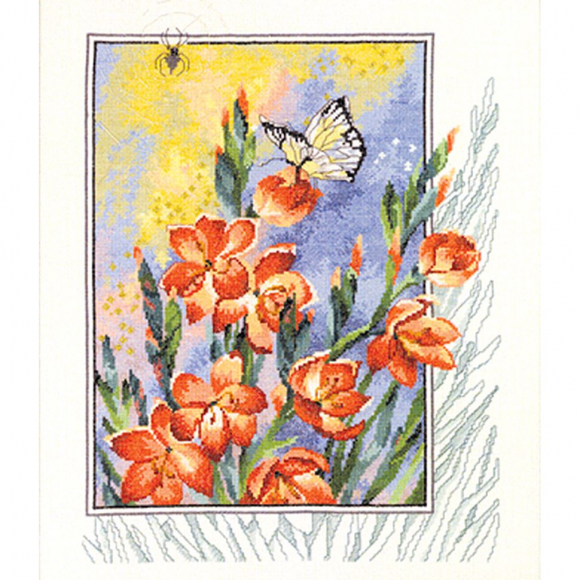 Набор для вышивания PERMIN арт.90-4180 Паучок,бабочка в цветах 40х47 см Набор для вышивания PERMIN арт.90-4180 Паучок,бабочка в цветах 40х47 см