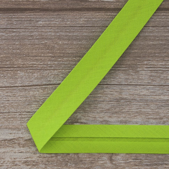 Косая бейка хлопок/полиэстер 20 мм, 25 м, цвет 118, лайм