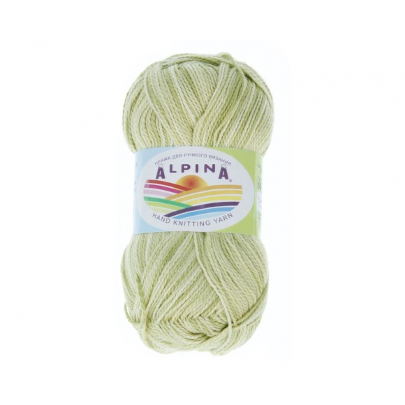 Пряжа ALPINA HOLLY MELANGE (100% мерсеризованный хлопок) 10х50г/200м цв.03 зеленый/св.зеленый