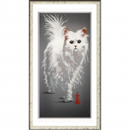 Рисунок на ткани (Бисер) КОНЁК арт. 8498 Кот Снежок 25х45 см