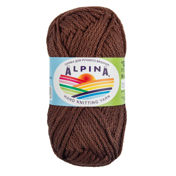 Пряжа ALPINA GARRY (100% мерсеризованный хлопок) 10х50г/50 м цв.12 агат (коричневый)