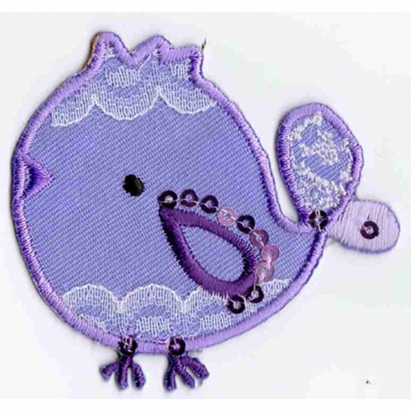 Термоаппликация HKM "Vogel mit Spitze lila"