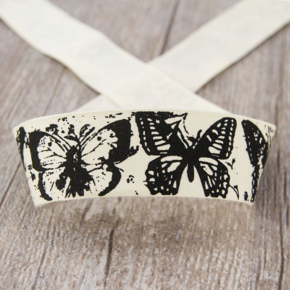 85549_Лента хлопковая на картонной мини-катушке "Бабочки"