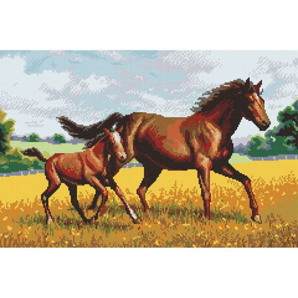 162883_Картина стразами "Лошадь с жеребенком"