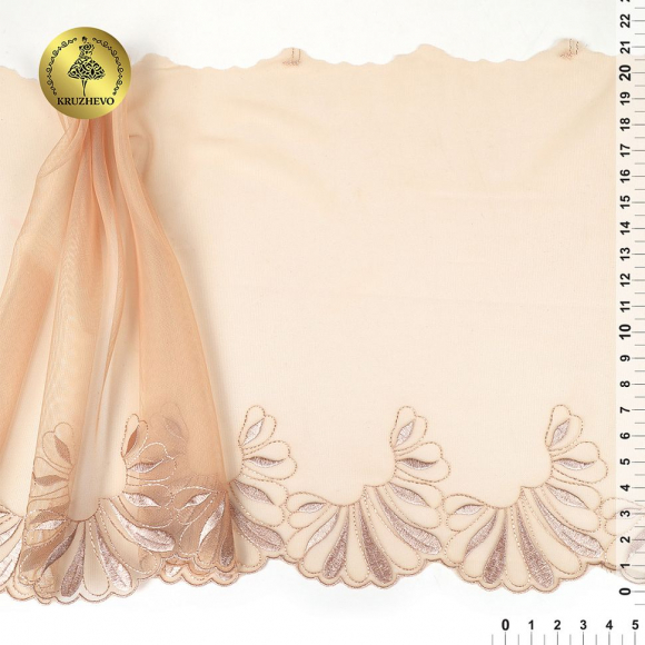 Кружево вышивка на сетке KRUZHEVO арт.TBY.OG76 шир.210мм цв.бежевый,правая уп.2,5м (+/-10см) Кружево вышивка на сетке KRUZHEVO арт.TBY.OG76 шир.210мм цв.бежевый,правая уп.2,5м (+/-10см)