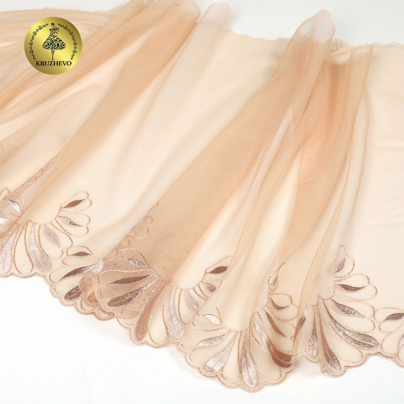 Кружево вышивка на сетке KRUZHEVO арт.TBY.OG76 шир.210мм цв.бежевый,правая уп.2,5м (+/-10см) Кружево вышивка на сетке KRUZHEVO арт.TBY.OG76 шир.210мм цв.бежевый,правая уп.2,5м (+/-10см)