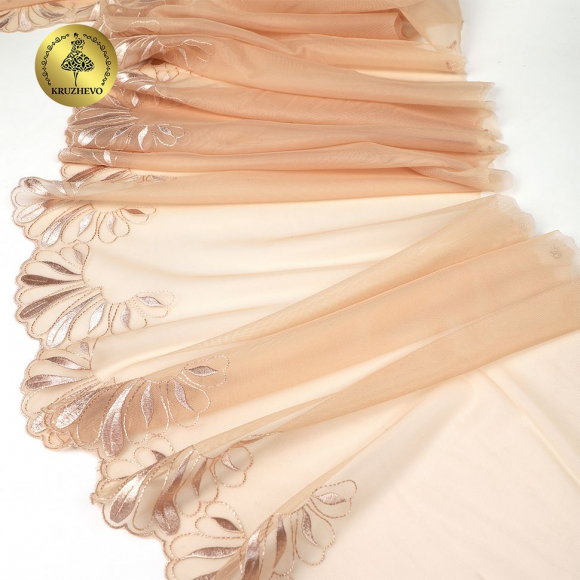 Кружево вышивка на сетке KRUZHEVO арт.TBY.OG76 шир.210мм цв.бежевый,правая уп.2,5м (+/-10см) Кружево вышивка на сетке KRUZHEVO арт.TBY.OG76 шир.210мм цв.бежевый,правая уп.2,5м (+/-10см)