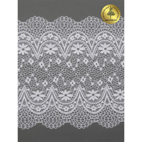 Кружево-стрейч KRUZHEVO арт.TBY 8013 шир.220мм цв.01 белый уп.3 м