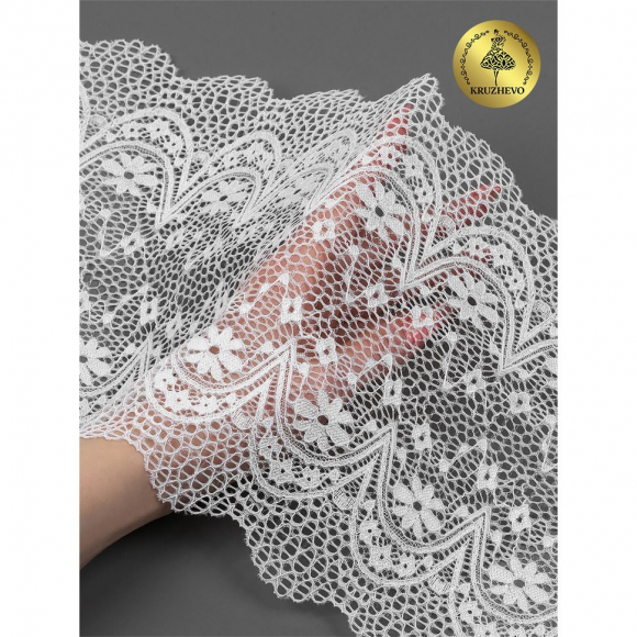 Кружево-стрейч KRUZHEVO арт.TBY 8013 шир.220мм цв.01 белый уп.3 м