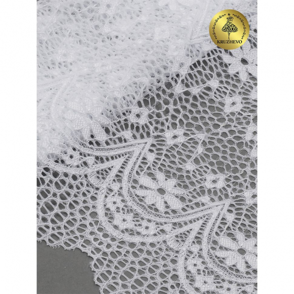 Кружево-стрейч KRUZHEVO арт.TBY 8013 шир.220мм цв.01 белый уп.3 м
