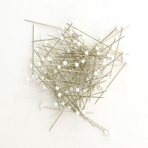 135538_Булавки портновские особо тонкие со стеклянными головками, 41 мм, 100 шт, цвет белый