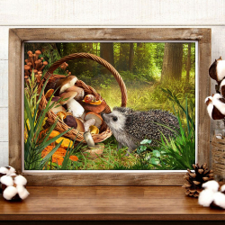 Набор для изготовления картин АЛМАЗНАЯ ЖИВОПИСЬ арт.АЖ.1760 «Ежик в лесу» 40х30 см