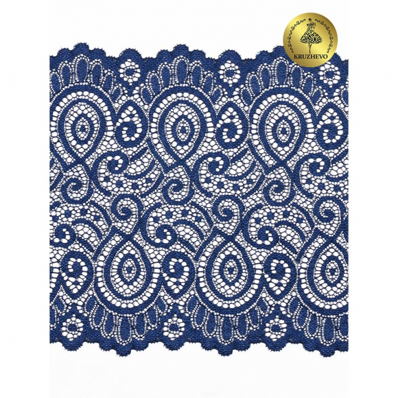Кружево-стрейч KRUZHEVO арт.TBY.L1351 шир.180мм цв.006 т.синий уп.25м