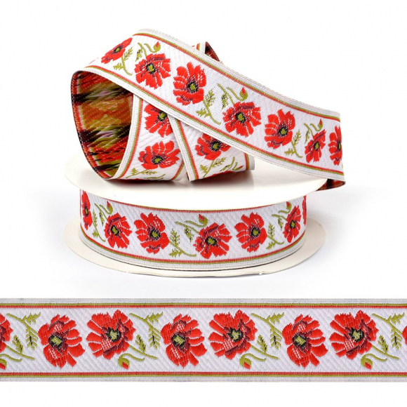 Лента (тесьма) жаккардовая арт.VB.2042513 шир. 25мм цв.красный уп.10 м