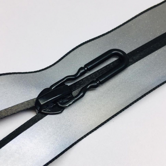 Молния спираль №7 два замка 80см светоотражающая серый