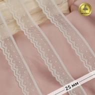 Кружево-стрейч KRUZHEVO арт.TBY.8028 шир.25мм цв.F102 молочный уп.50м