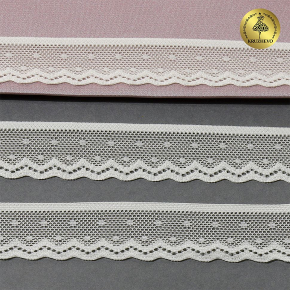 Кружево-стрейч KRUZHEVO арт.TBY.8028 шир.25мм цв.F102 молочный уп.50м