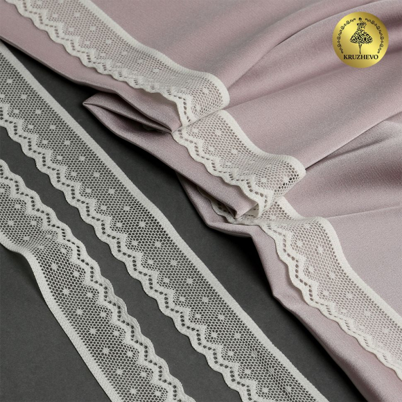 Кружево-стрейч KRUZHEVO арт.TBY.8028 шир.25мм цв.F102 молочный уп.50м
