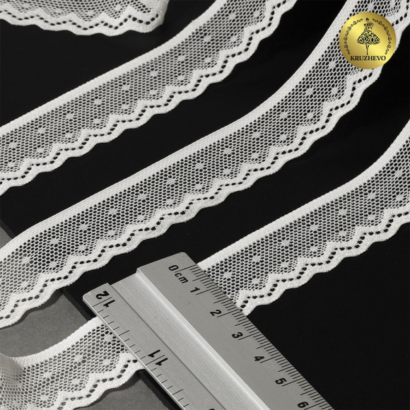 Кружево-стрейч KRUZHEVO арт.TBY.8028 шир.25мм цв.F102 молочный уп.50м
