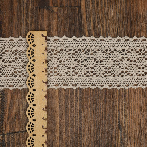 Тесьма вязаная KRUZHEVO 60мм TBY-3014 цв.F308 св.бежевый уп.10м