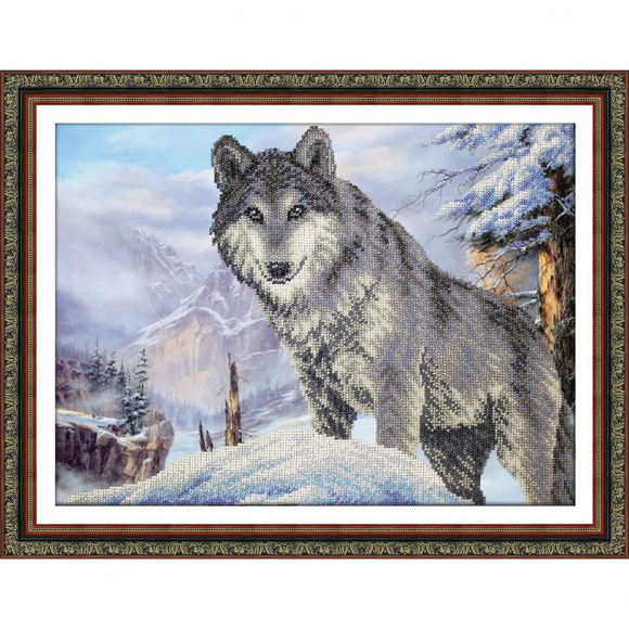Набор для вышивания бисером ПАУТИНКА арт.Б-1472 Волк 38х28 см
