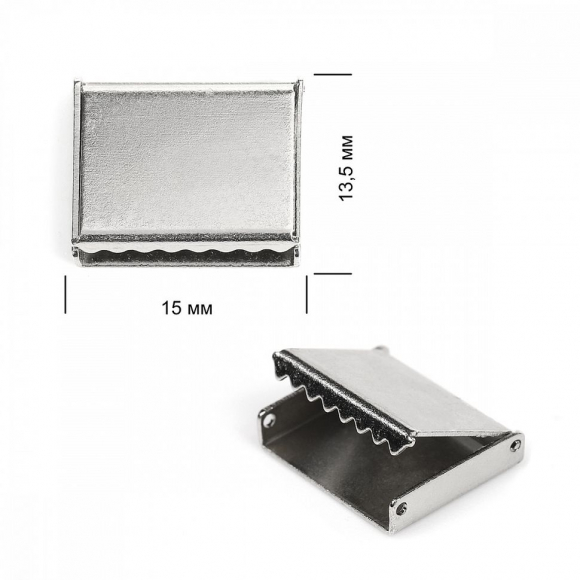 Наконечник-зажим для стропы латунь TBY.1652 15х13,5мм цв.3 никель уп.20шт. Наконечник-зажим для стропы латунь TBY.1652 15х13,5мм цв.3 никель уп.20шт.