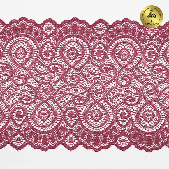 Кружево-стрейч KRUZHEVO арт.TBY.L1351 шир.180мм цв.S256 Розовый рубин уп.25м