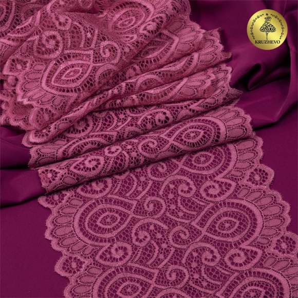 Кружево-стрейч KRUZHEVO арт.TBY.L1351 шир.180мм цв.S256 Розовый рубин уп.25м