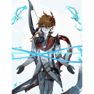 Картина по номерам с цветной схемой на холсте Molly арт.KK0796 Геншин. Тарталья (24 цвета) 30х40 см