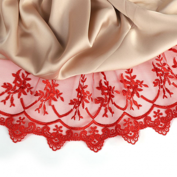 Кружево на жесткой сетке Exclusive арт.TBY 2L476A шир.125мм цв.R6715 красный уп.13,71м