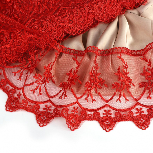 Кружево на жесткой сетке Exclusive арт.TBY 2L476A шир.125мм цв.R6715 красный уп.13,71м