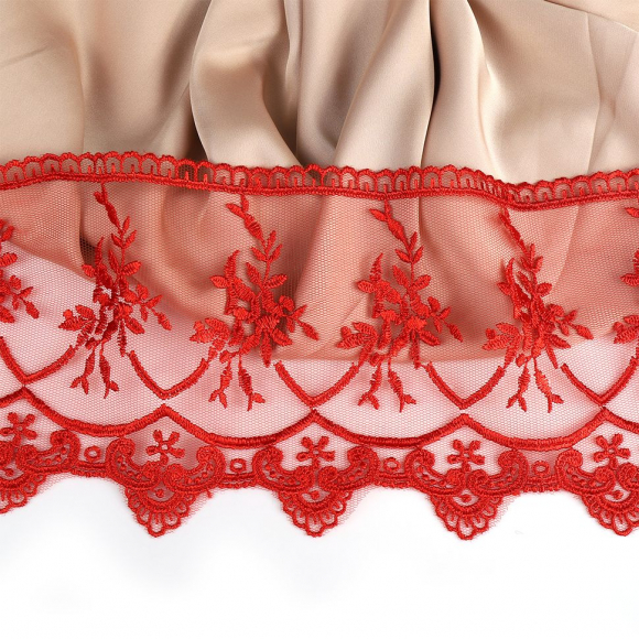Кружево на жесткой сетке Exclusive арт.TBY 2L476A шир.125мм цв.R6715 красный уп.13,71м