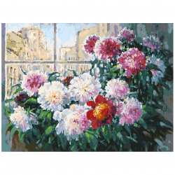 Картины по номерам Белоснежка арт.БЛ.086-AS Свежесть утренних пионов 30х40 см