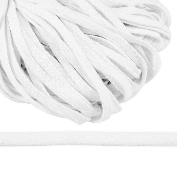 Шнур плоский х/б 10мм классическое плетение арт.TBY.58241 цв.001 белый уп.50м Шнур плоский х/б 10мм классическое плетение арт.TBY.58241 цв.001 белый уп.50м