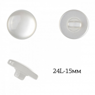 Пуговицы пластик арт.TBY.383.15.PW цв.белый перламутр, 24L-15мм, на ножке, 200шт