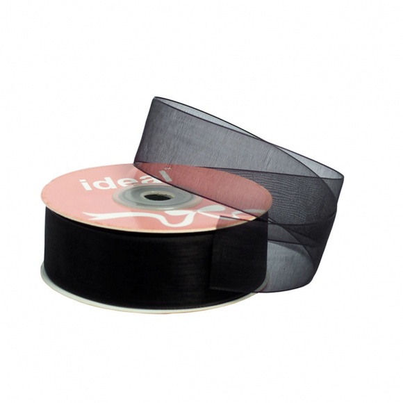 Лента капрон (органза) IDEAL шир.25мм цв.1067 черный уп.27,4 м