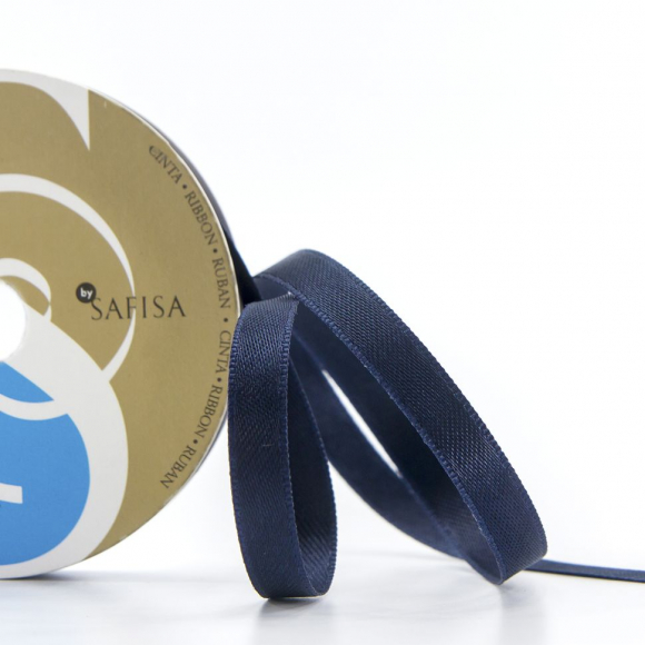 Лента атласная двусторонняя SAFISA мини-рулоны, 6,5 мм, 4,5 м, цвет 15, синий-темный