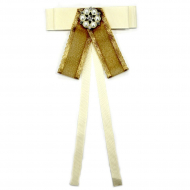 Украшение на булавке Бант с жемчугом и стразами арт.ДС.Б332 цв.бежевый уп.1шт Украшение на булавке Бант с жемчугом и стразами арт.ДС.Б332 цв.бежевый уп.1шт