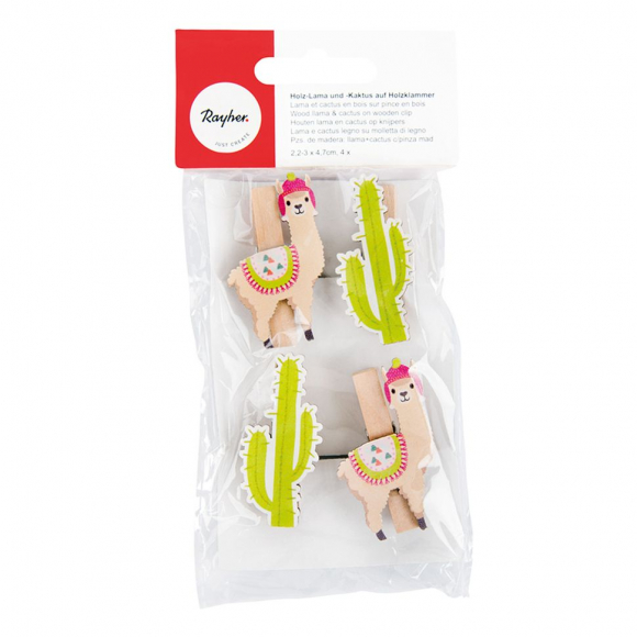 Декоративные прищепки "Лама, кактус"
